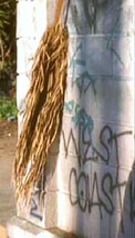 Broom hanging from the wall Broom hanging from the wall